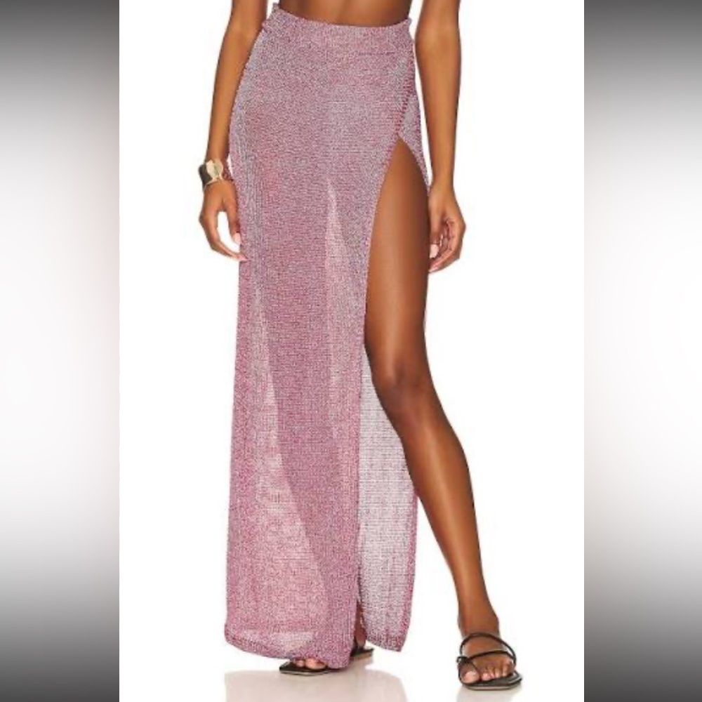 Keva Wrap Pink High-Slit Maxi Skirt